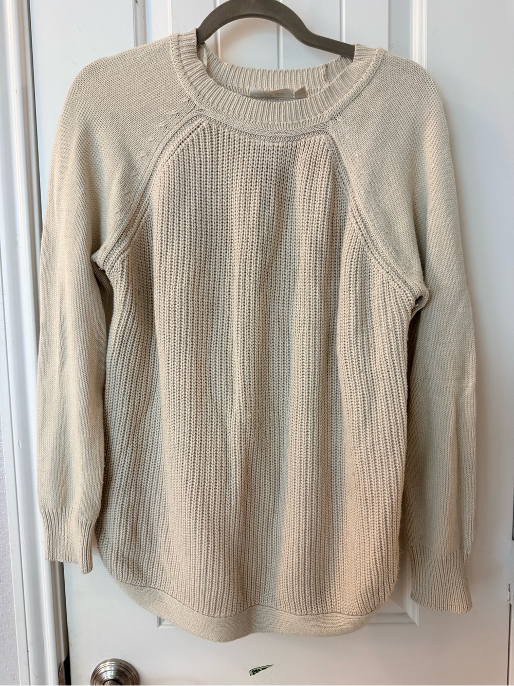 RD Style Cream Ribbed Crewneck Sweater